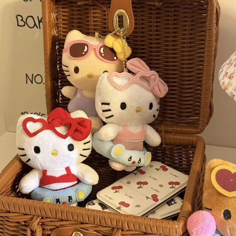 Cute Cartoon Swimming Ring Cat Pendant High-value Bikini Cat Pendant Bag Charm Mini Doll Figurine