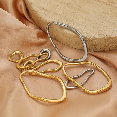 Stainless Steel Irregular Oval Frame Pendants DIY Necklace Earring Jewelry Making Accessory Gold Silver Plated Findings