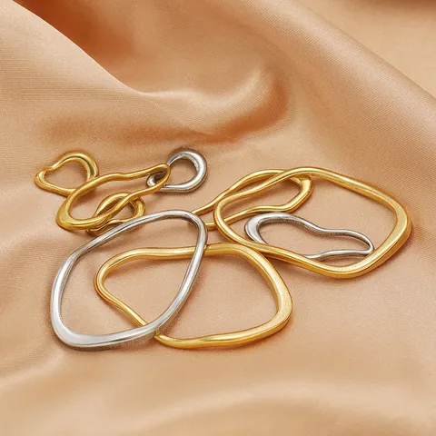 Stainless Steel Irregular Oval Frame Pendants DIY Necklace Earring Jewelry Making Accessory Gold Silver Plated Findings