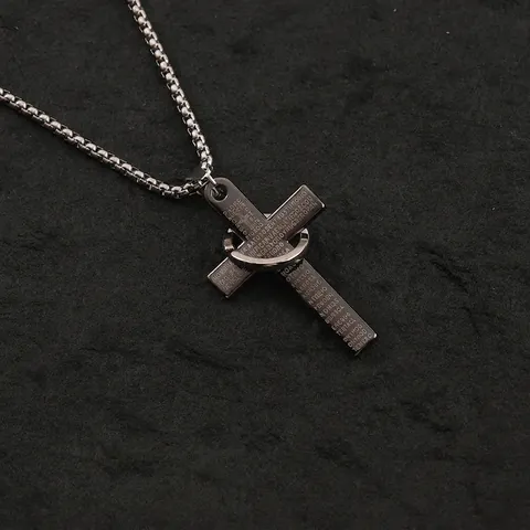 Hiphop Kruis Titanium Stalen Patchwork Hanger Ketting