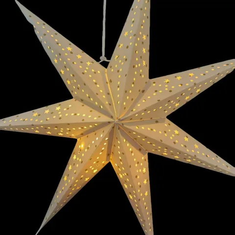 Flocked Christmas Paper Pentagram Lantern Pendant Vintage Velvet Foldable Seven-pointed Star Holiday Indoor Hanging Decoration Star