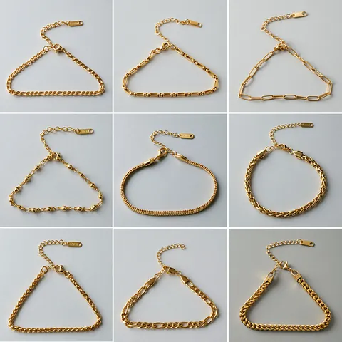 Roestvrij Stalen Goud Vergulde Geometrische Ketting Armband Voor Vrouwen Minimalistische Cubaanse Figaro Slang Link Verstelbare Armband