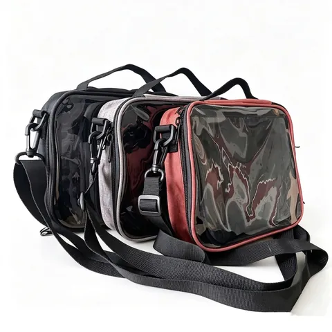 Medal Display Bag Transparent PVC Window Pin Badge Storage Case Dustproof Crossbody Bag With Adjustable Strap For Collectors