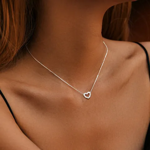 Collana Con Pendente A Cuore Svuotato In Argento Sterling 925 Per Donna Intarsio In Zirconia Stile Dolce Regalo Gioielli Di Moda