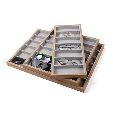 Dichteplatte Holz Minimalistischer Klassischer Stil Quadratische Brillen Displayplatte Schmuckregal