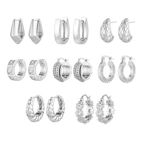 Ig Style Fashion Exquisite Stainless Steel Small Flower C-shaped Hoop Earrings Niche Personality Steel Color Earrings