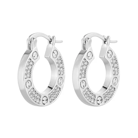 Ig Style Fashion Exquisite Stainless Steel Small Flower C-shaped Hoop Earrings Niche Personality Steel Color Earrings