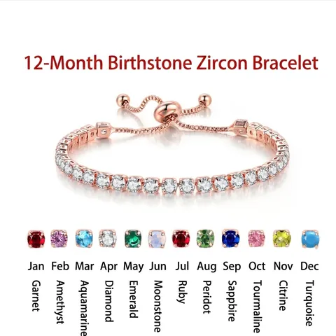 Damen Verstellbares Kupfer Tennis Armband Mit 4mm Runden Strasssteinen Einreihig Roségold Silber Schmuck Für Geburtstagsgeschenk