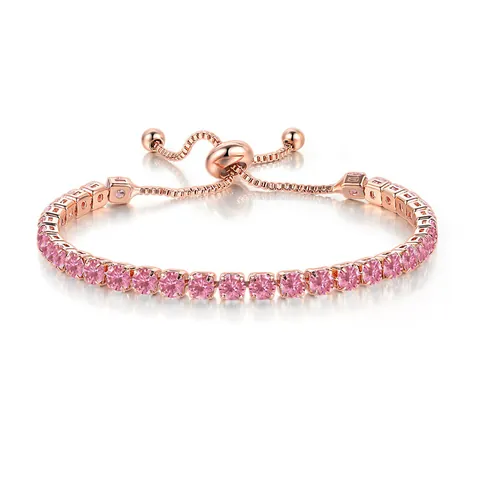 Damen Verstellbares Kupfer Tennis Armband Mit 4mm Runden Strasssteinen Einreihig Roségold Silber Schmuck Für Geburtstagsgeschenk