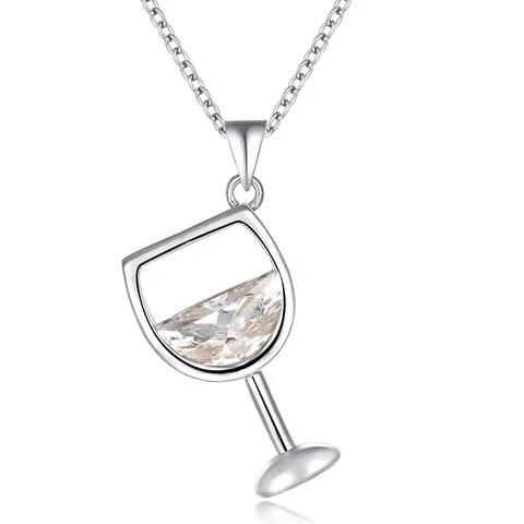 Elegante Collana con Ciondolo a Calice da Vino per Donna Rame con Zirconia Intarsiata Gioielli Creativi per Matrimonio Festa Banchetto Regalo
