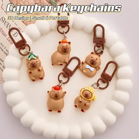 Cute Cartoon Capybara Resin Keychain Ins Style Animal Bag Charm Pendant For Key Ring Backpack Decoration Gift