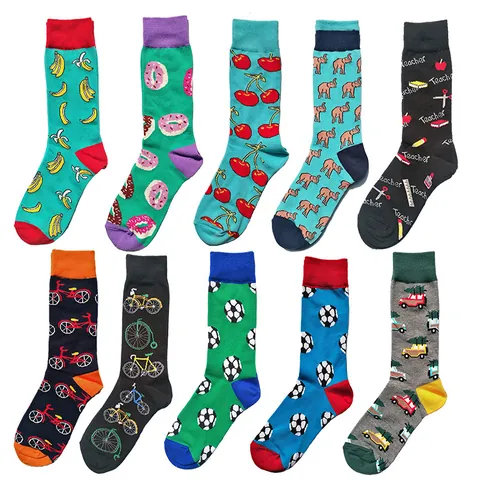 Unisex Novelty Cotton Blend Crew Socks Fun Patterned Happy Style Colorful Fashion Breathable Socks For Men Women Gift