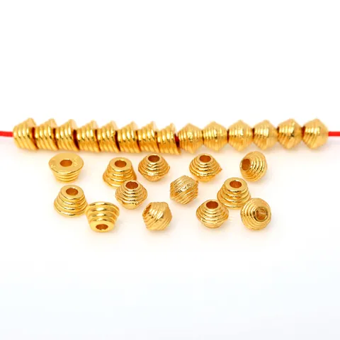 S925 Sterling Silver Gold Plated UFO Spacer Beads Vintage Engraved Spiral Tower Spacers DIY Jewelry Making Findings Accessories
