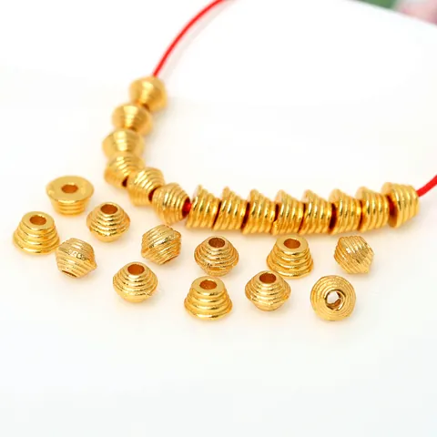 S925 Sterling Silver Gold Plated UFO Spacer Beads Vintage Engraved Spiral Tower Spacers DIY Jewelry Making Findings Accessories