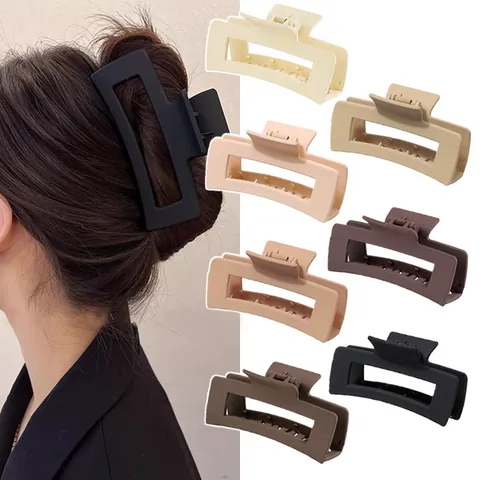 Minimalista Molletta per Capelli Rettangolare in Plastica Opaca Grande Molletta a Squalo per Donna Capelli Spessi Tinta Unita Accessori