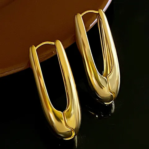 Pendientes de Aro de Aleación Minimalistas Gota de Agua Alto Pulido Galvanizado Joyería Elegante para Mujer