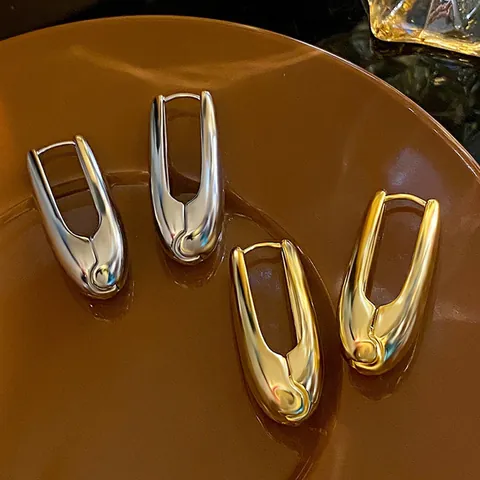 Pendientes de Aro de Aleación Minimalistas Gota de Agua Alto Pulido Galvanizado Joyería Elegante para Mujer