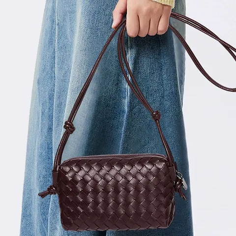 Damen Kleine Allwetter Pu-leder Einfarbige Klassische Stil Quadratische Reißverschluss Schultertasche