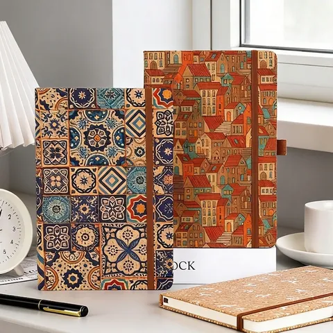 Vintage Bohemian Cork Notebook Hardcover A5 Dowling Paper Diary With Elastic Band For Office School Daily Writing Gifts