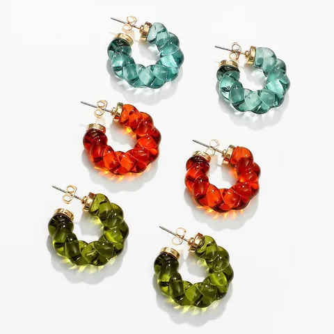 Orecchini In Resina Stile Ig Placcati In Oro 18k