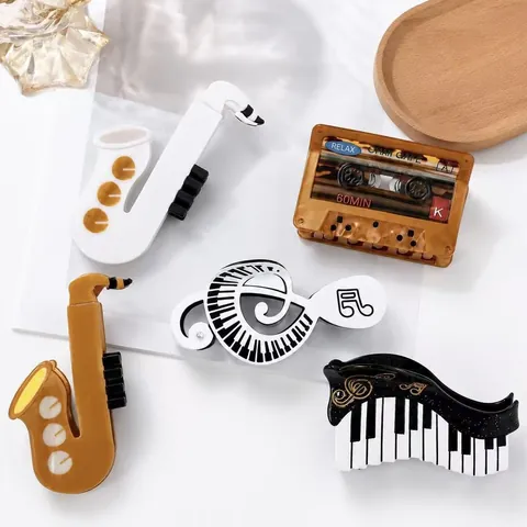 Musikinstrument Acetat Cartoon Haaraccessoires Gitarrenband Klavier Acetat Haarklammern Noten Haarklammern Mädchen Haaraccessoires