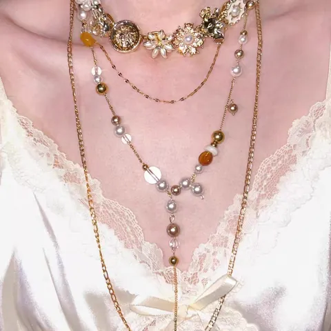 Dark Style Multi-layer Tassel Pearl Necklace Hot Girl Punk Hip-hop Popular Sweater Chain