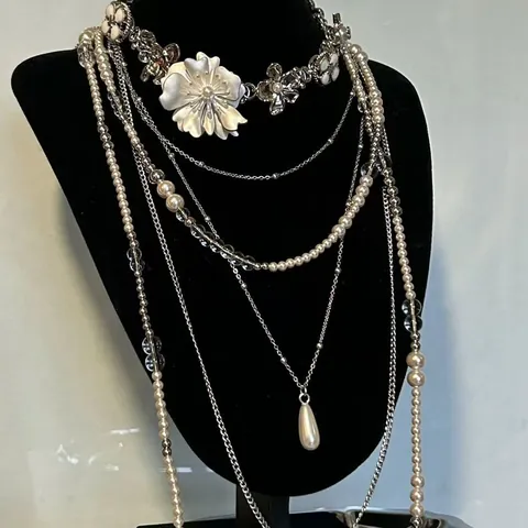 Dark Style Multi-layer Tassel Pearl Necklace Hot Girl Punk Hip-hop Popular Sweater Chain