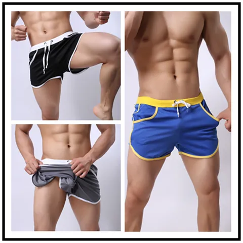 Men's Casual Athletic Shorts Mesh Breathable Fitness Gym Beach Pants Quick Dry Drawstring Contrast Trim Polyester Apparel