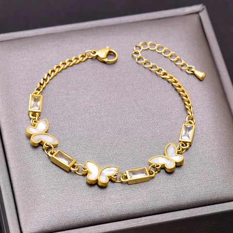 Luxury Alloy Butterfly Roman Numeral Bracelet With Rhinestone For Women Gold Color Adjustable Chain Fashion Jewelry