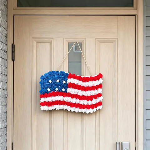 Ghirlanda Bandiera Americana Giorno Indipendenza Rose Schiuma PU Decorazione Da Parete Porta D'ingresso Per 4 Luglio Casa