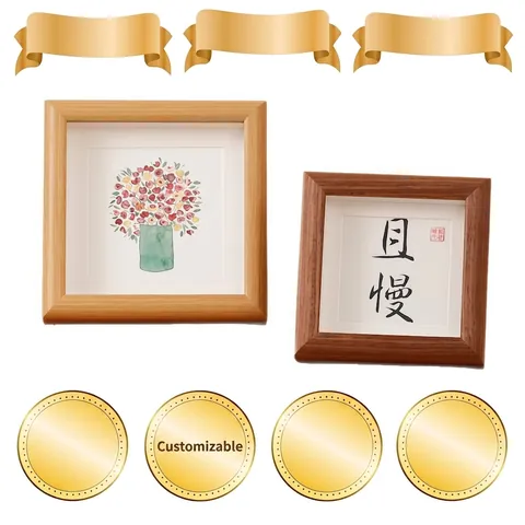 Minimalist Wood Textured Photo Frame MDF Desktop Wall Mounted Deep Picture Frame Modern Home Decor Display