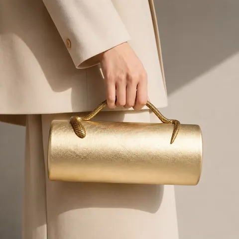 Sac De Soirée Cylindre En Cuir PU Avec Poignée En Métal Serpent Pochette Luxe Rétro Pour Femme Bandoulière Chaîne