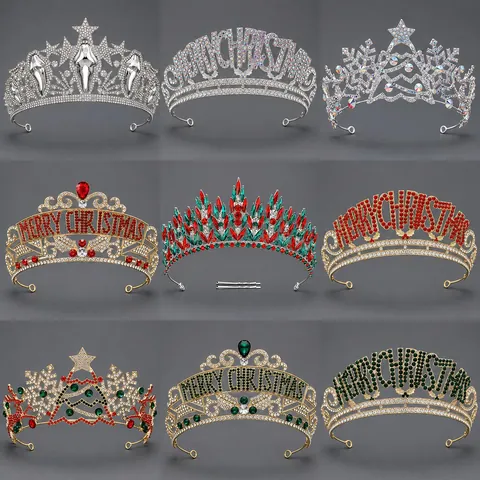 Christmas Snowflake Reindeer Crown Tiara Alloy Rhinestone Princess Crown Festive Party Headpiece For Women Kids Accessories
