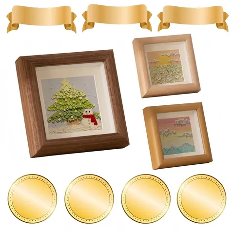 Square Wood Picture Frame Shadow Box Desktop Display For Specimen Embroidery Art Retro Minimalist Home Decor Ornament