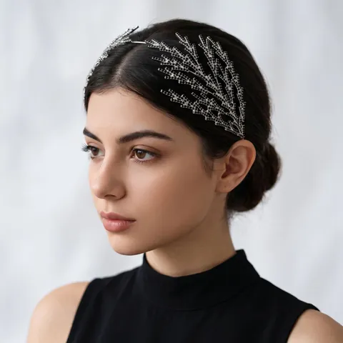 Bridal Crown Tiara Rhinestone Crystal Wedding Leaf Branch Design Hair Accessory Elegant Party For Women