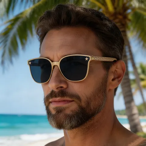 Fashion Cat Eye Sunglasses Women Men Metal Frame PC Lens Star Decor UV400 Trendy Large Frame Outdoor Shades