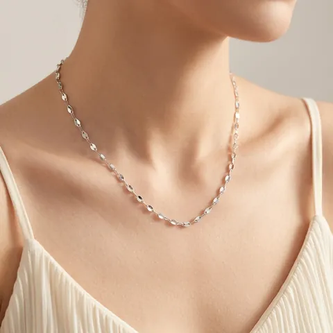 Collier Chaîne En Argent Sterling 925 Pour Femmes Minimaliste Maille Forçat Box Vague Ajustable Choker Bijoux