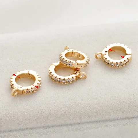 14K Gold Filled Zirkonia Runder Verschluss Verbinder Für DIY Schmuckherstellung Perlenkette Armband Zubehör Elegant