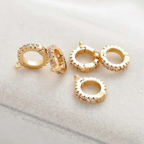 14K Gold Filled Zirkonia Runder Verschluss Verbinder Für DIY Schmuckherstellung Perlenkette Armband Zubehör Elegant