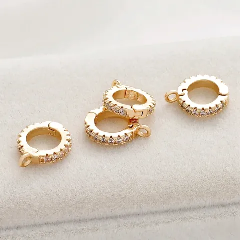 14K Gold Filled Zirkonia Runder Verschluss Verbinder Für DIY Schmuckherstellung Perlenkette Armband Zubehör Elegant