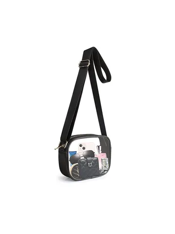 Sac Bandoulière Transparent en PVC pour Femme Imperméable Petit Sac Carré Léger Avec Bandoulière Large Réglable