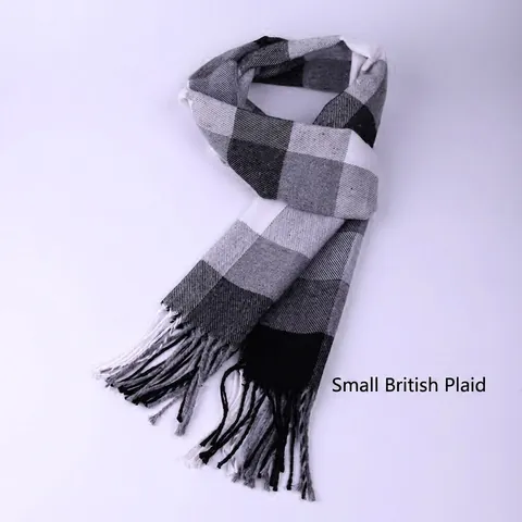 Sciarpa da Uomo Classica in Stile Britannico Plaid Autunno Inverno Calda Morbida in Poliestere a Quadri con Frange Lunga per Uomo