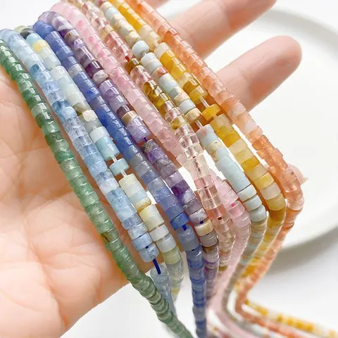 Natürliche Kristall Flache Runde Distanzperlen Synthetische Schlauchperlen Für DIY Schmuckherstellung Armband Halskette Zubehör Bastelmaterialien