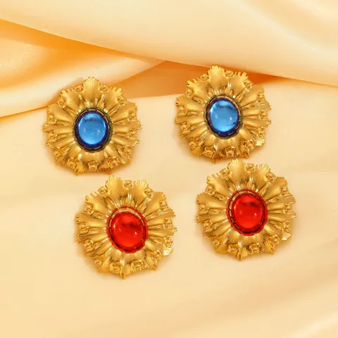 Boucles D'oreilles Clous En Acier Inoxydable Plaqué Or 18 Carats Avec Animal Du Zodiaque Chinois Fashion Circle