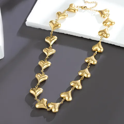 Elegant Heart Shape 304 Stainless Steel 18K Gold Plated Necklace