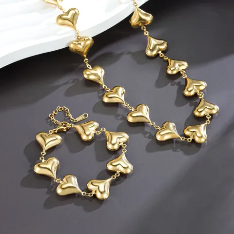 Elegant Heart Shape 304 Stainless Steel 18K Gold Plated Necklace