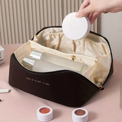 Basic Effen Kleur Pu Lederen Vierkante Make-uptassen