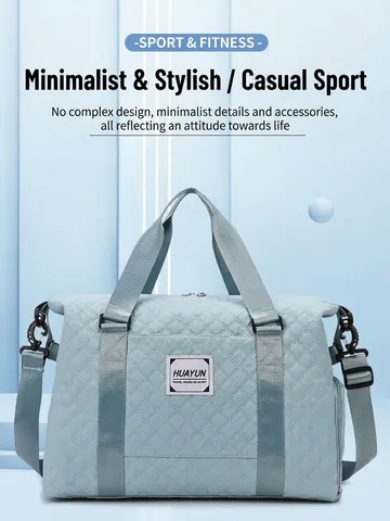Large Capacity Quilted Oxford Cloth Travel Duffel Bag With Shoe Compartment Dry Wet Separation For Fitness Weekend Women
