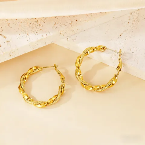Titanium Steel Geometric Splicing Hoop Earrings For Women Personalized Minimalist Twisted Gold Silver Earrings Jewelry Gift