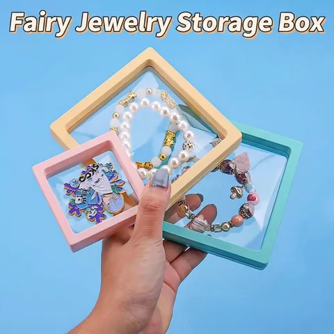 PE Folie Schwebende Schmuckschatulle Antioxidationsmittel Staubdichte Transparente Aufhängung Schmuck Display Case Für Ringe Halsketten